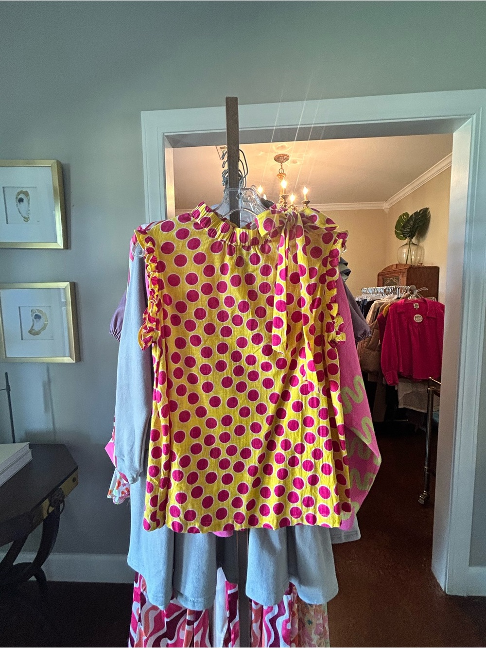 ivy jane Yellow Blouse with Pink Polka Dots